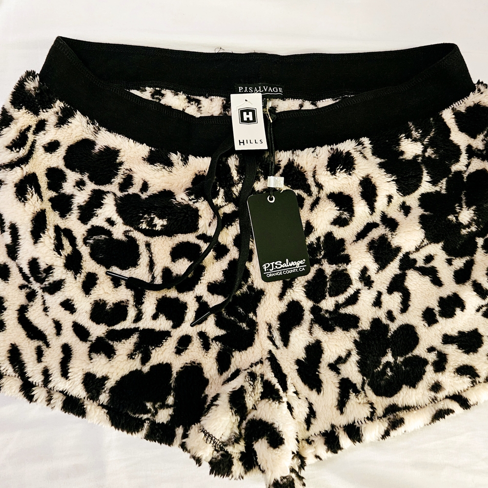 PJ Salvage Black and White Leopard Print Shorts